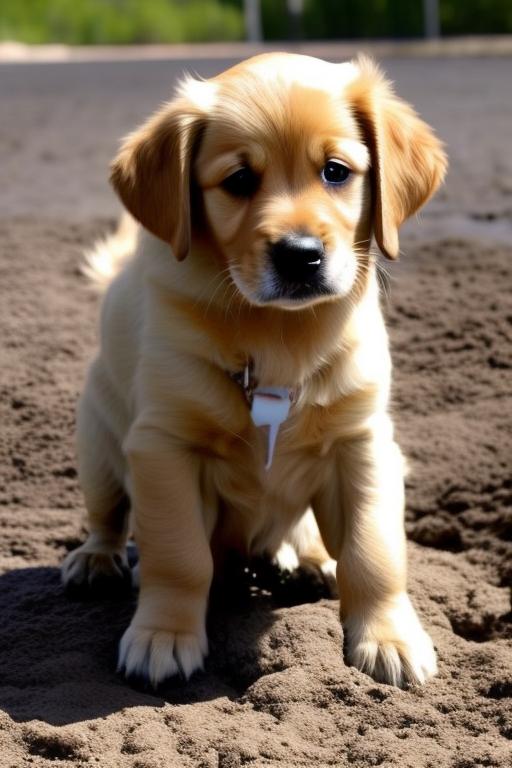 adorable and furry pup in mud it will be 10 golden retreiver dog
